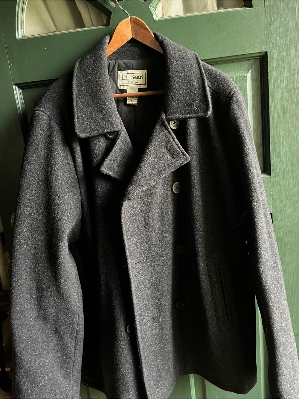 L.L. Bean Men's Dark Gray Wool Pea Coat